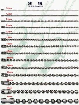 Bead Chain, Ball Chain, Steel Chain, Metal Chain, Bolt Ring Clasp